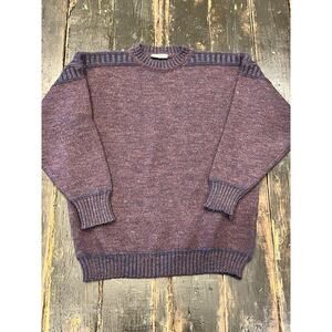 Vintage Maddy Moss Sweater Size L Large Made in Scotland 100% Wool Purple Blue